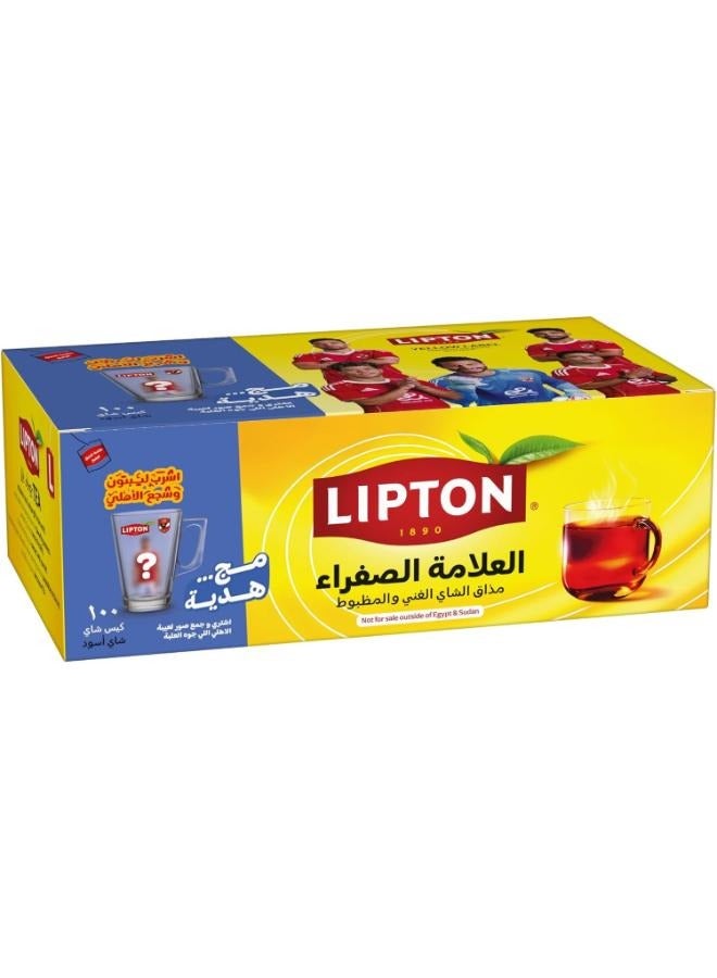 Lipton Black Tea With Alahli Cup, 100 Tea Bags - Image 1